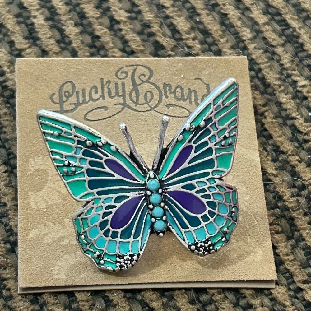 Lucky Brand Teal and Purple Butterfly ring New